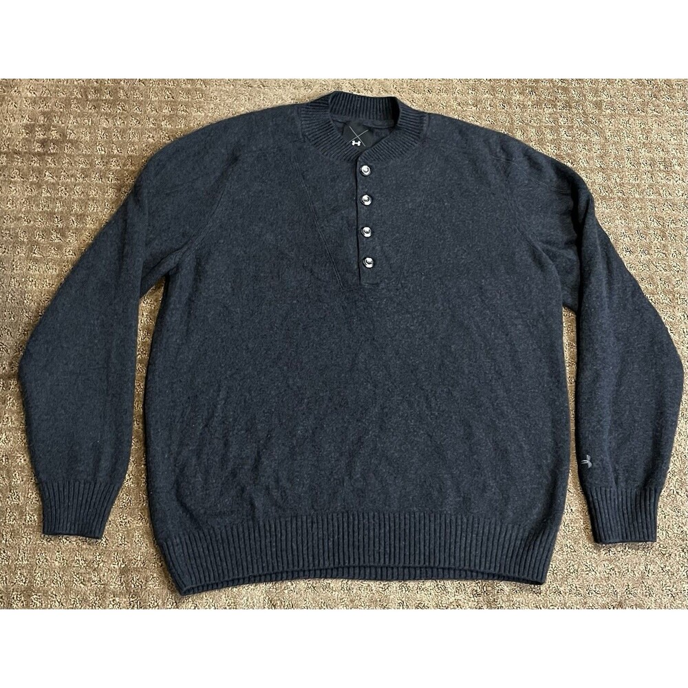 Under Armour X Line Gray Cashmere & Silk 1/4 Button Down Sweater Men’s XL Italy